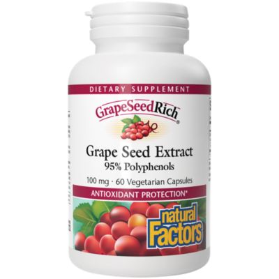 GrapeSeedRich Grape Seed Extract 95 Polyphenols 100 MG (60 Vegetarian Capsules) 