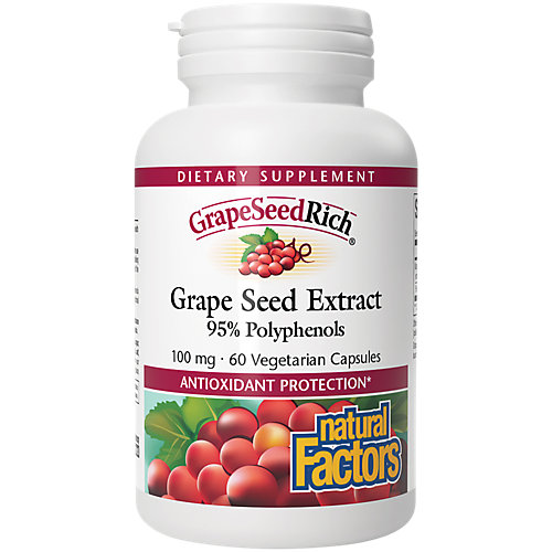 GrapeSeedRich Grape Seed Extract 95 Polyphenols 100 MG (60 Vegetarian Capsules) 