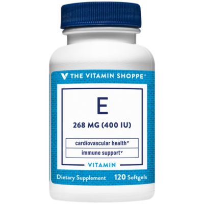 The Vitamin Shoppe Vitamin E 400IU Natural Source, Supports Healthy Cardiovascular System, Immune Health Eye Health Once Daily (120 Softgels) 