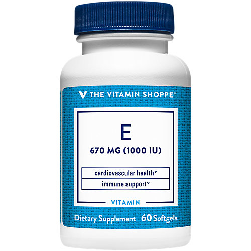Vitamin E 1,000IU Natural Source, Supports Healthy Cardiovascular System, Immune Health Eye Health Once Daily (60 Softgels) by The Vitamin Shoppe 