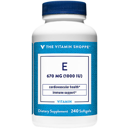 Vitamin E 1,000IU Natural Source, Supports Healthy Cardiovascular System, Immune Health Eye Health Once Daily (240 Softgels) by The Vitamin Shoppe 