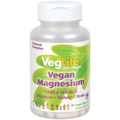 Vegan Magnesium Triple Source of Glycinate, Malata, Citrate 400 MG (90 Vegan Capsules) 