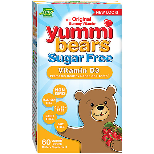Vitamin D3 Yummi Bears for Kid's Sugar Free Cherry (60 Gummies) 