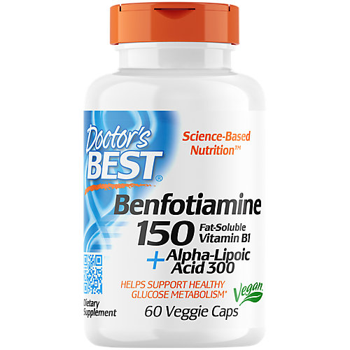 Benfotiamine 150 + Alpha Lipoic Acid 300 Vegan (60 Vegetarian Capsules) 
