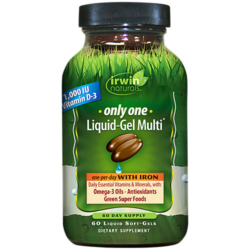 Only One LiquidGel Multivitamin with Iron 1,000 IU Vitamin D3 (60 Liquid Softgels) 