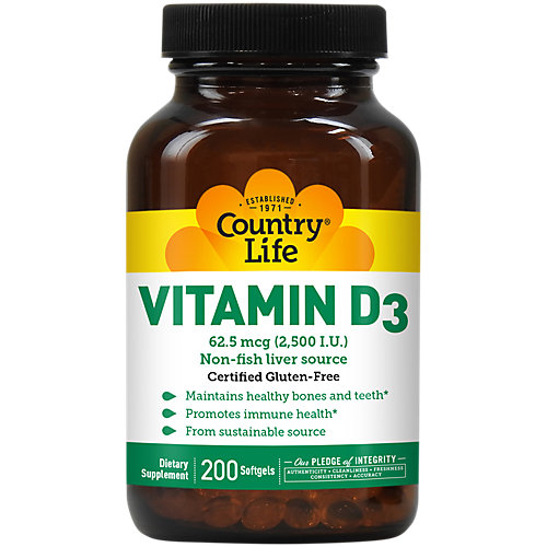 Vitamin D3 Promotes Immune Health 2,500 IU (200 Softgels) 