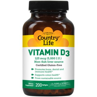 Vitamin D3 Promotes Immune Health 5,000 IU (200 Softgels) 