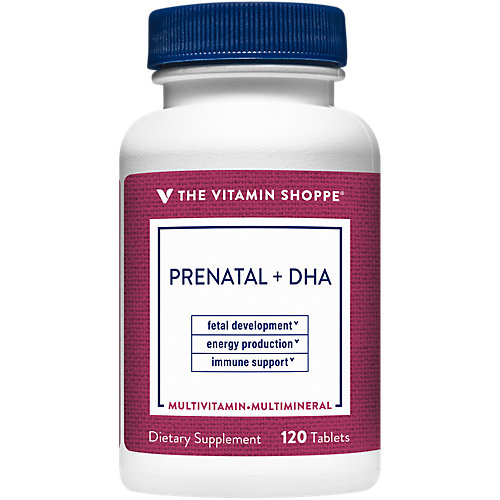 The Vitamin Shoppe Prenatal + DHA Multivitamin, Supports A Healthy Pregnancy Fetal Development (120 Tablets) 