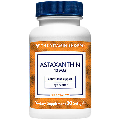 The Vitamin Shoppe Astaxanthin (Solasta™) Branded Ingredient 12mg Antioxidant From MicroAlgae That Supports Brain Heart Health and Skin for Healthy Aging (30 So 