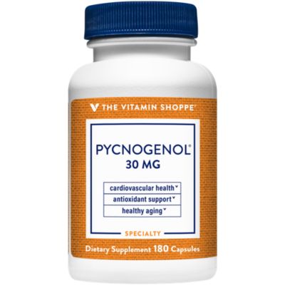 Pycnogenol 30mg Antioxidant That Supports Cardiovascular, Skin Cellular Health (French Maritime Pine Bark Extract) (180 Capsules) by The Vitamin Shoppe 