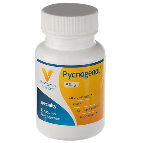 Pycnogenol 50mg Antioxidant That Supports Cardiovascular, Skin Cellular Health (French Maritime Pine Bark Extract) (30 Capsules) by The Vitamin Shoppe 