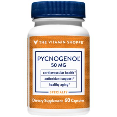 Pycnogenol 50mg Antioxidant That Supports Cardiovascular, Skin Cellular Health (French Maritime Pine Bark Extract) (60 Capsules) by The Vitamin Shoppe 