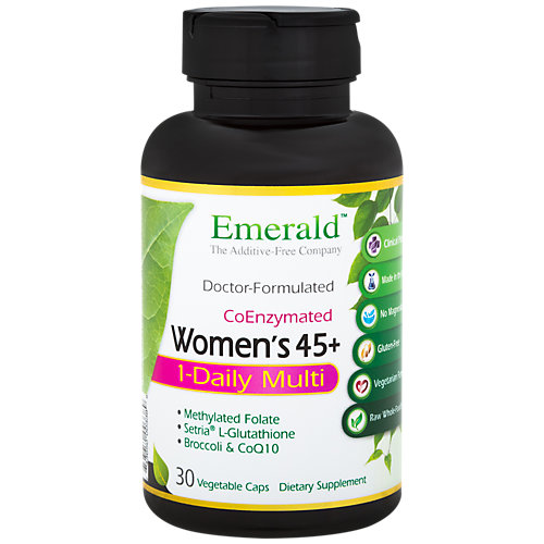 Women's 45+ Multivitamin with Methylated Folate, LGlutathione, Broccoli CoQ10 (30 Vegetarian Capsules) 