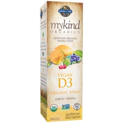mykind Organics Whole Food Vegan Vitamin D3 Spray 1,000 IU Vanilla (2 Fluid Ounces) 