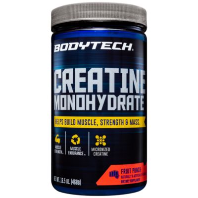 BodyTech 100 Pure Creatine Monohydrate 5GM, Fruit Punch Improve Muscle Performance, Strength Mass (16.5 Ounce Powder) 