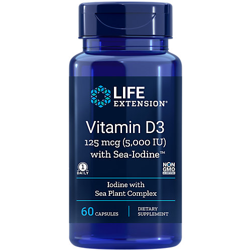 Vitamin D3 with Sea Iodine 5,000 IU (60 Capsules) 