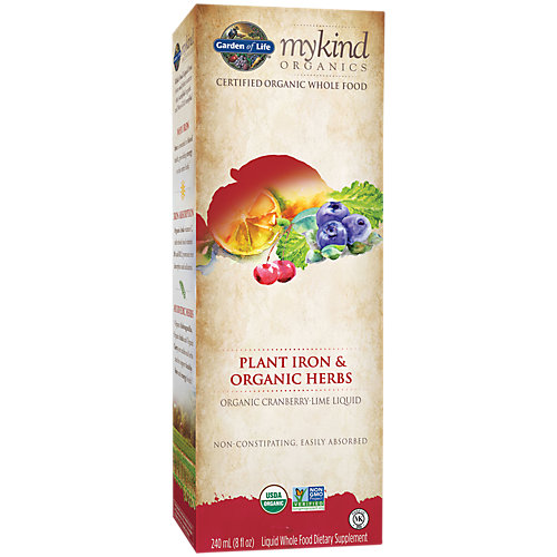 mykind Organics Whole Food Liquid Plant Iron Organic Herbs Cranberry Lime (8 Fluid Ounces) 