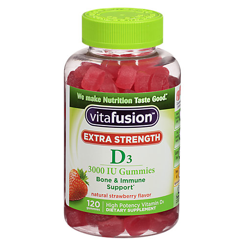 Vitamin D3 Extra Strength Bone Immune Support 3,000 IU Strawberry (120 Gummies) 