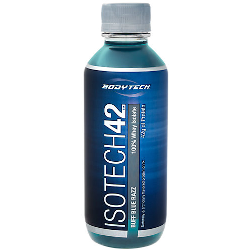 BodyTech IsoTech 42 Flavored Protein Drink with 42 Grams of Protein, 100 Whey Isolate, Buff Blue Razz (12 Drinks) 