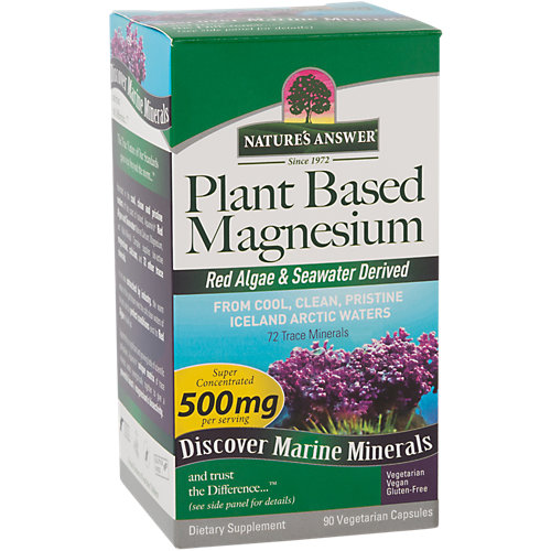 Plant Based Magnesium Red Algae Seawater Derived 500 MG (90 Vegetarian Capsules) 