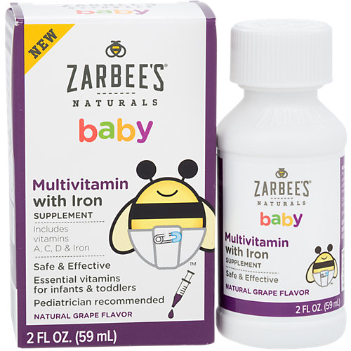 Baby Multivitamin with Iron Safe Effective Natural Grape (2 Fluid Ounces) 