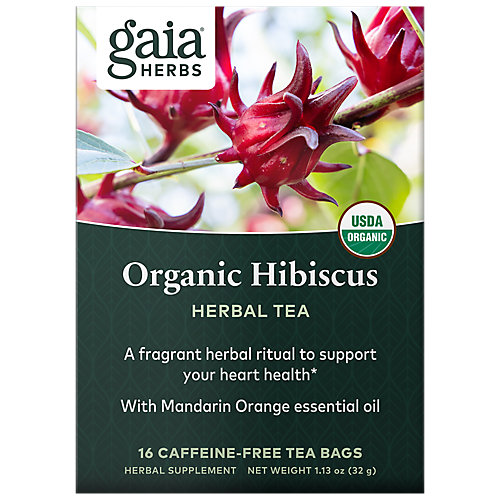 Organic Hibiscus Tea CaffeineFree with Mandarin Orange Essential Oil (12 Tea Bags) 