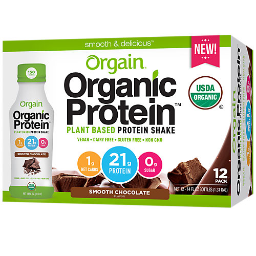 Organic PlantBased Protein Shake Smooth Chocolate (12 Pack) 