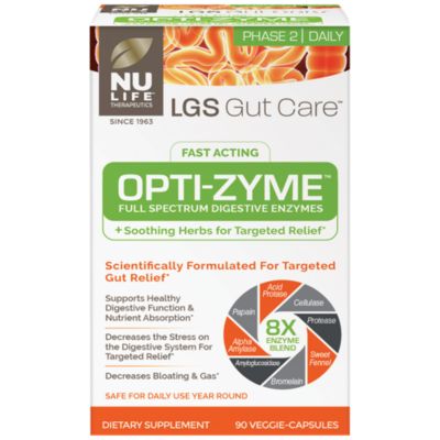 LGS Gut Care Fast Acting OptiZyme Full Spectrum Digestive Enzymes (90 Vegetable Capsules) 