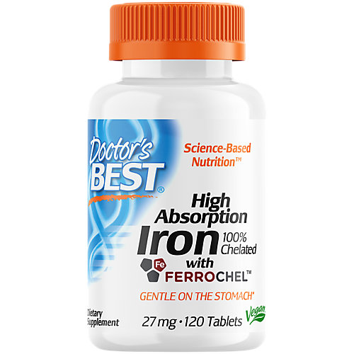 High Absorption Iron 100 Chelated Gentle on the Stomach Vegan 27 MG (120 Tablets) 