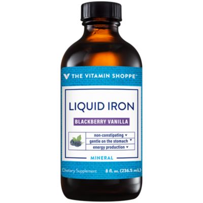 The Vitamin Shoppe Liquid Iron, Blackberry Vanilla Flavored, Easily Absorbed, Non Constipating, Energy Production Immune Support (8 Fluid Ounces Liquid) 