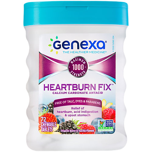 Heartburn Fix Calcium Carbonate Antacid Organic Berry Vanilla (72 Chewable Tablets) 