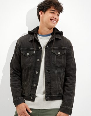 Black denim on sale jacket american eagle