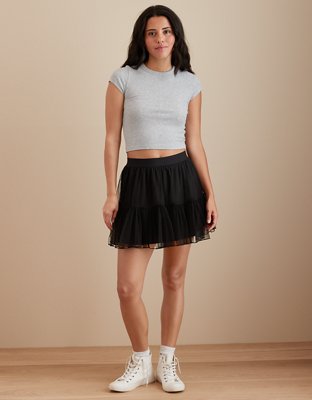 Black flowy 2025 mini skirt