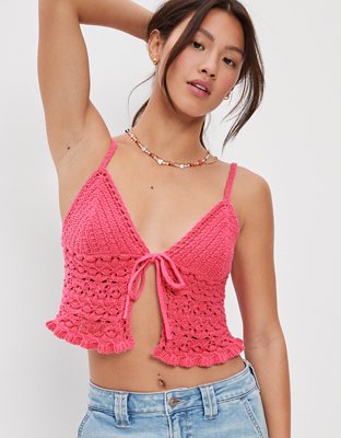 AE Daily Fave Cropped Lace-Trim Cami - Tank Tops
