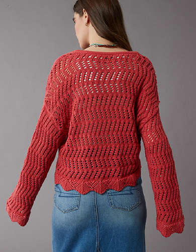 AE Crochet V-Neck Sweater