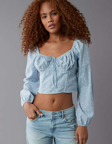 AE Cropped Long-Sleeve Corset Top