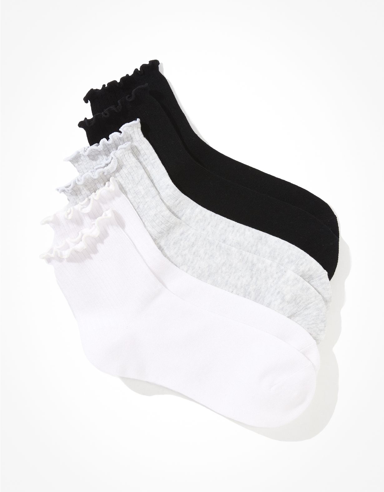 AE Ruffle Trim Boyfriend Socks 3-Pack