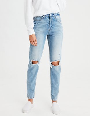 frayed bottom mom jeans