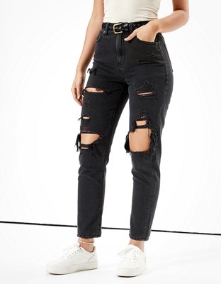 american eagle mom jeans black