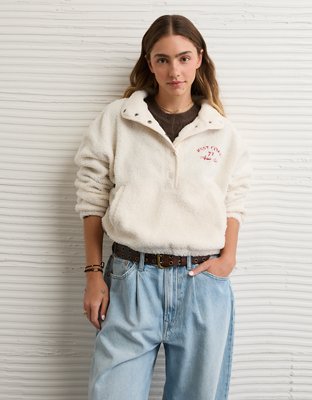 AE Sherpa Fleece Graphic Henley Sweatshirt