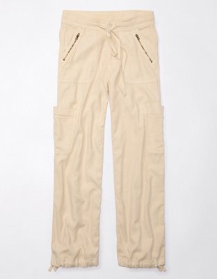 AE Dreamy Drape Linen-Blend Baggy Wide-Leg Cargo Pant