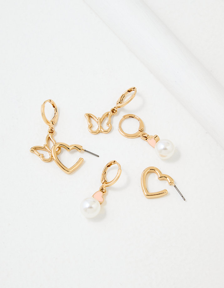 AEO Heart & Butterfly Earrings 3-Pack