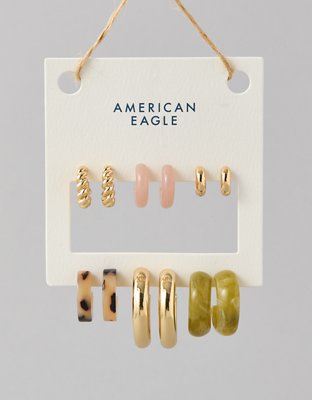 AEO Resin & Gold-Plated Hoop Earrings 6-Pack