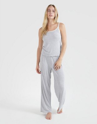 Aerie Real Soft® Ribbed Lace Trim Skater Pant