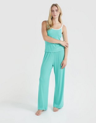 Aerie Real Soft® Ribbed Lace Trim Skater Pant