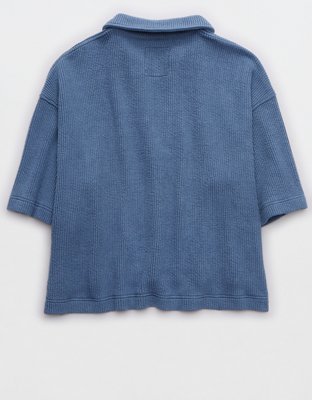 Aerie Wonder Short Sleeved Polo Sweatshirt