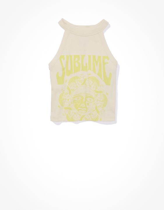 AE Cropped High-Neck Sublime Graphic Tank Top
