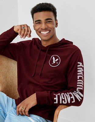 Burgundy american eagle hoodie sale