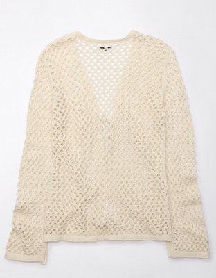 AE Tie-Front Crochet Cardigan