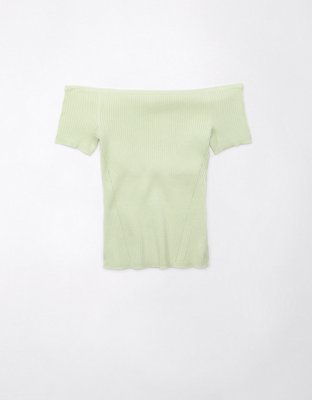 AE Cropped Ribbed Off-The-Shoulder Top